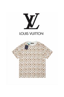 ルイヴィトン 半袖Tシャツ スーパーコピ LV モノグラムプリント半袖Tシャツメンズファッション