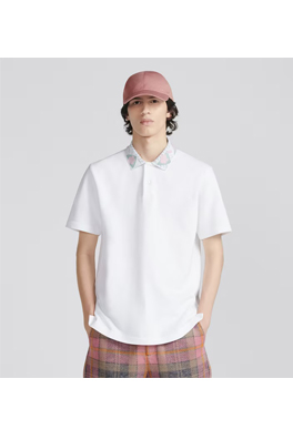 ディオール 半袖Tシャツ  DIOR 花柄襟付きショートスリーブPOLO Tシャツ