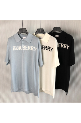 バーバリー ポロシャツ スーパーコピー  BURBERRYロゴデザイン入りコットンウール混紡ポロシャツ