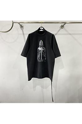 リックオウエンス  ウォッシュロールボーダー肖像ゆったり5分半袖Tシャツ