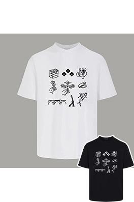 ルイヴィトンコピー   プリントラウンドネック半袖Tシャツ