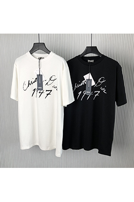 ディオールスーパーコピー   新しいサインプリント半袖Tシャツ