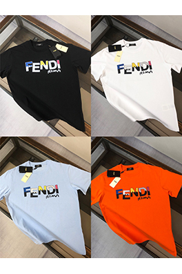 フェンディ カジュアルカジュアルラウンドネック半袖Tシャツ