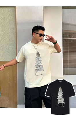 グッチ  新しいレンガキャビネット ラウンドネック半袖Tシャツ