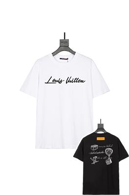 ルイヴィトンコピー   ファッションクルーネックプリント半袖Tシャツ