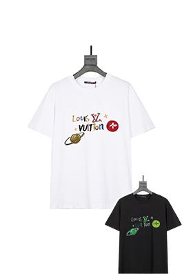 ルイヴィトンコピー   ファッションクルーネックプリント半袖Tシャツ