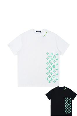 ルイヴィトンスーパーコピー  新しいファッションプリントロゴラウンドネック半袖Tシャツ