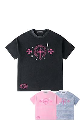 クロムハーツ  新しいウォッシュファッションラウンドネック半袖Tシャツ