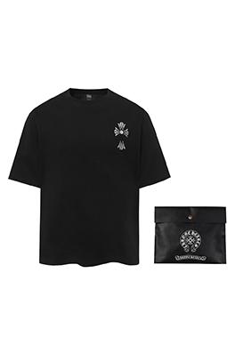 クロムハーツ  ヘビーカラークロスホットドリルラウンドネック半袖Tシャツ