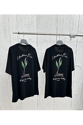 ディオール   新しい手書きのスズランプリント半袖Tシャツ