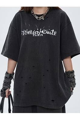 マルタンマルジェラ   水を洗って塩を炒める前に刺繍プリント半袖Tシャツ