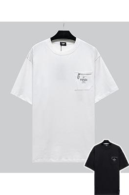 フェンディ  胸ポケットロゴプリントラウンドネック半袖Tシャツ