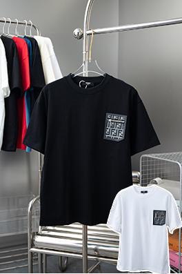 フェンディ  胸ジッパーポケットステッチ半袖Tシャツ