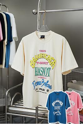 バレンシアガ  新しいぼやけたロゴプリント半袖Tシャツ