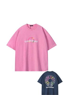 クロムハーツコピー  馬蹄花ロゴプリント半袖Tシャツ