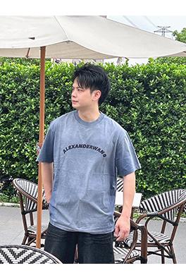 アレキサンダーワン  ウォッシュ古いダブルステッカープリントパターン半袖Tシャツ