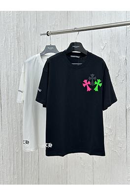 クロムハーツ  ファッションカラー反射クロスプリント発泡半袖Tシャツ