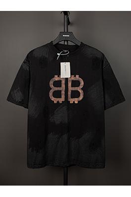 バレンシアガ  胸と背中のダブルBファッション染め半袖Tシャツ