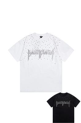 バレンシアガスーパーコピー  アルファベットロゴロゴプリントホットドリルエンボス半袖Tシャツ