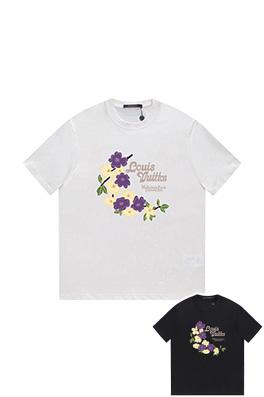 ルイヴィトン LV フラワーブランドアルファベット半袖Tシャツ