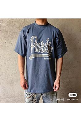 バレンシアガスーパーコピー カレッジ風イタリックパリプリント半袖Tシャツ