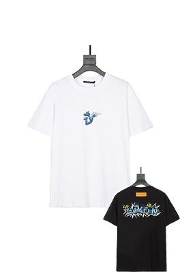 ルイヴィトン  バックカスタムレザータグ半袖Tシャツ