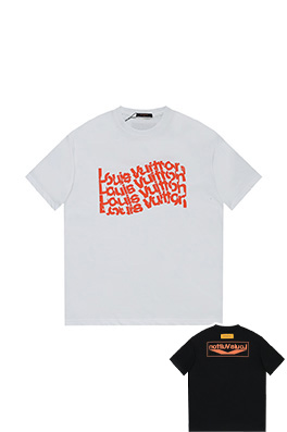 ルイヴィトンコピー  ファッション カラフルなアルファベット半袖Tシャツ