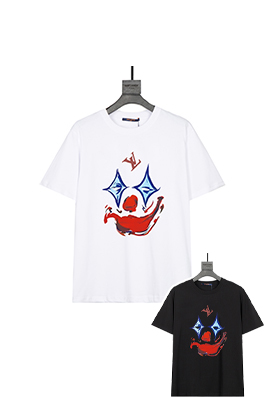 ルイヴィトンスーパーコピー プリントラウンドネックTシャツ