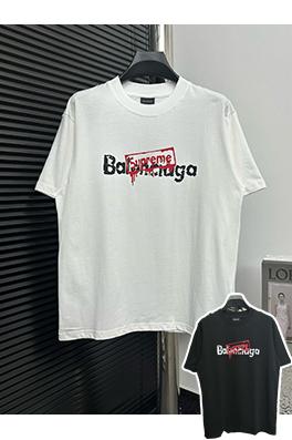 バレンシアガXシュプリーム コラボ落書きオフセット半袖Tシャツ