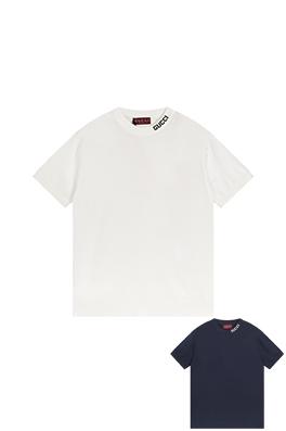 グッチ 24ss新しいネックラインジャカード文字ニット半袖tシャツ