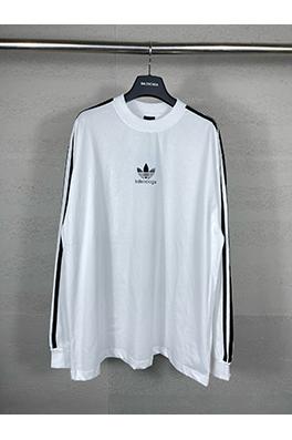 Balenciaga X Adidas クローバー3ストライプロゴプリント長袖シャツ