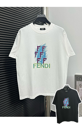 フェンディスーパーコピー ロゴラインプリントTシャツ半袖Tシャツ