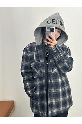 セリーヌ 24 FW 新しいチェック柄カシミヤアルファベットフードコート