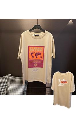 ルイヴィトン地図ホットドリルカーキクルーネック半袖Tシャツ