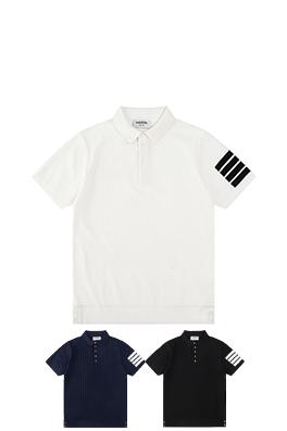トムブラウンコピー4本ラインベーシックスタイルのクルーネック半袖ニット