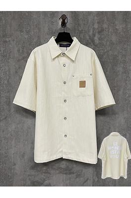 ルイヴィトン25ss lv桑シルク混紡半袖シャツ
