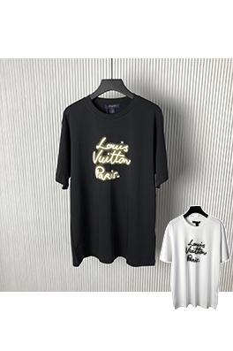 ルイヴィトンスーパーコピーネオンプリント ラウンドネック 半袖Tシャツ