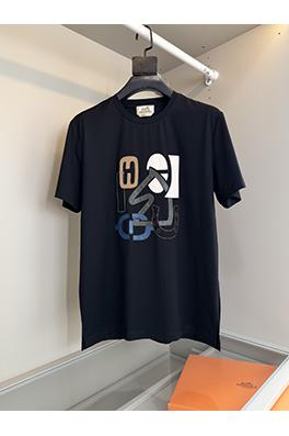 エルメスHパズルレザー刺繍装飾 クルーネック 半袖Tシャツ