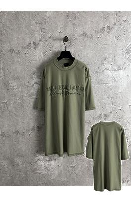 バレンシアガワッペンロゴ刺繍ダメージ加工Tシャツ