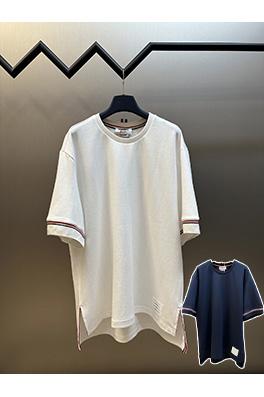 トムブラウンコピータグデザイン コットン半袖Tシャツ