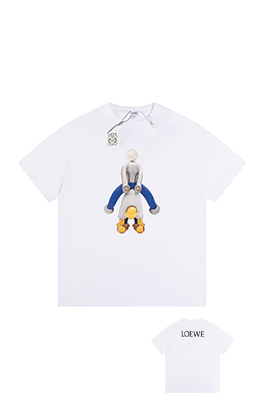 ロエベ新しいシリーズの漫画柄半袖Tシャツ