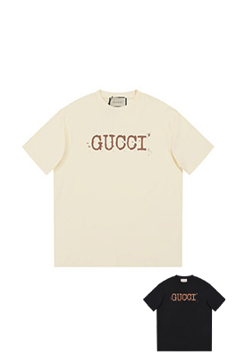 グッチGGキャッチフレーズアルファベットミニマリストペイントドットプリント半袖Tシャツ