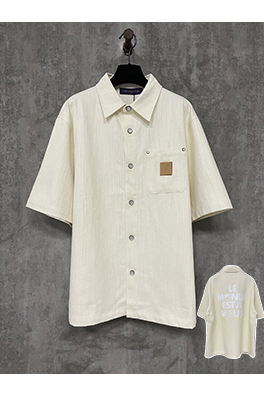 ルイヴィトン25ss lv桑シルク混紡半袖シャツ