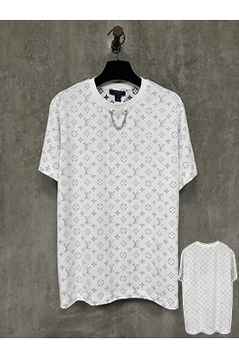 ルイヴィトンクラシックネックラインチェーンフルプリント半袖Tシャツ