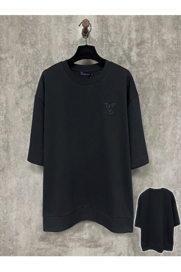 ルイヴィトン25SS LVデコレーションラインストーンロゴニット半袖Tシャツ