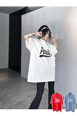バレンシアガフロントENJOY PARIS アートプリント 半袖Tシャツ