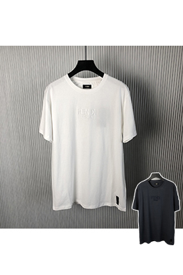 フェンディスーパーコピー 刺繍ロゴ入りクルーネックTシャツ