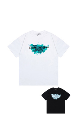 ディオールCDロゴ スプレーペイント風 グラフィックプリントTシャツ