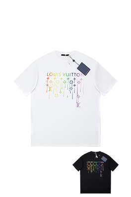 ルイヴィトン公式定番 カラフルロゴプリント 半袖Tシャツ