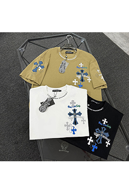 クロムハーツスーパーコピーデニムパッチ刺繍半袖Tシャツ
